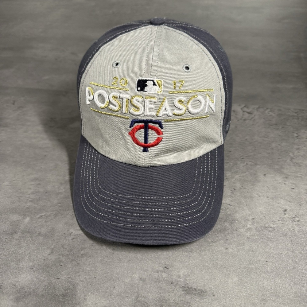 Minnesota Twins Hat '47 Brand Gray Gold Postseason 2017 Patch‎ Dad Trucker Cap
